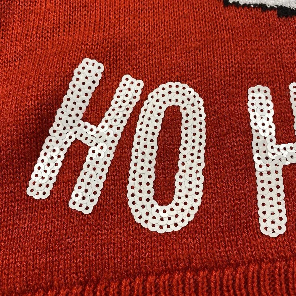 Merry Christmas Poof Sweater Size‎ Small Christmas Party Black Santa Snowflakes - Image 2