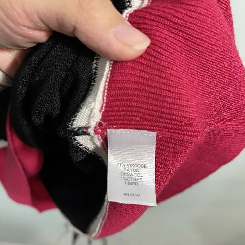 J Jill Women's Black & Red Trim Pullover Oversized Tunic Sweater Size S - Image 7