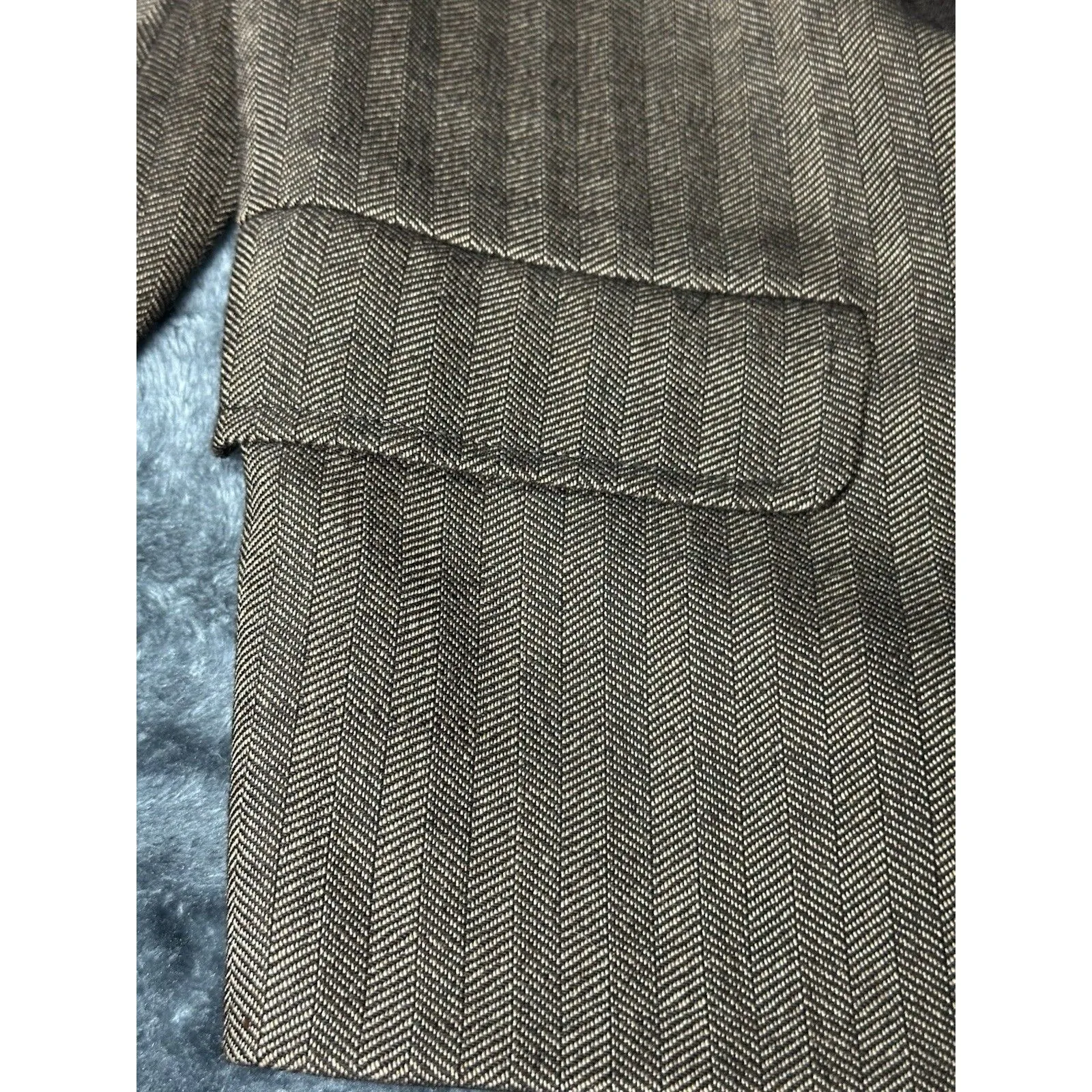 GIANNI BINI Brown Tweed Wool Blend Elbow Sleeve Jacket Size M - Image 8