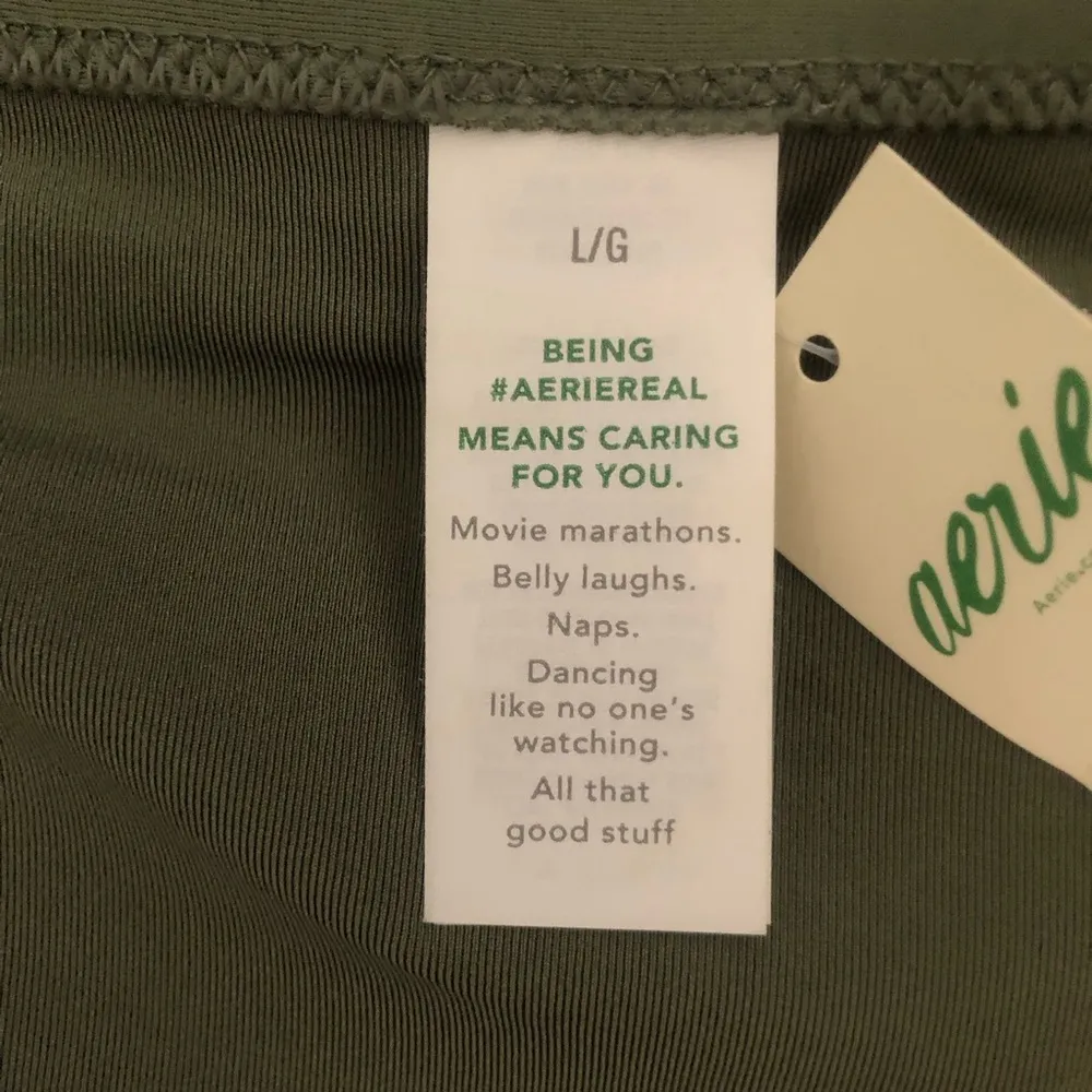 Aerie NWT Sleek Stylish Full Coverage Camouflage Green Shade Bikini Bottom Large - Image 4