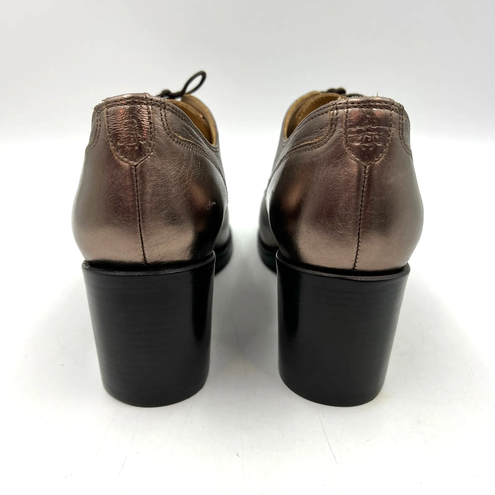 The Office of Angela Scott Women’s Miss Button Bronze Metallic Heeled Oxfords Brown Size 12 - Image 11