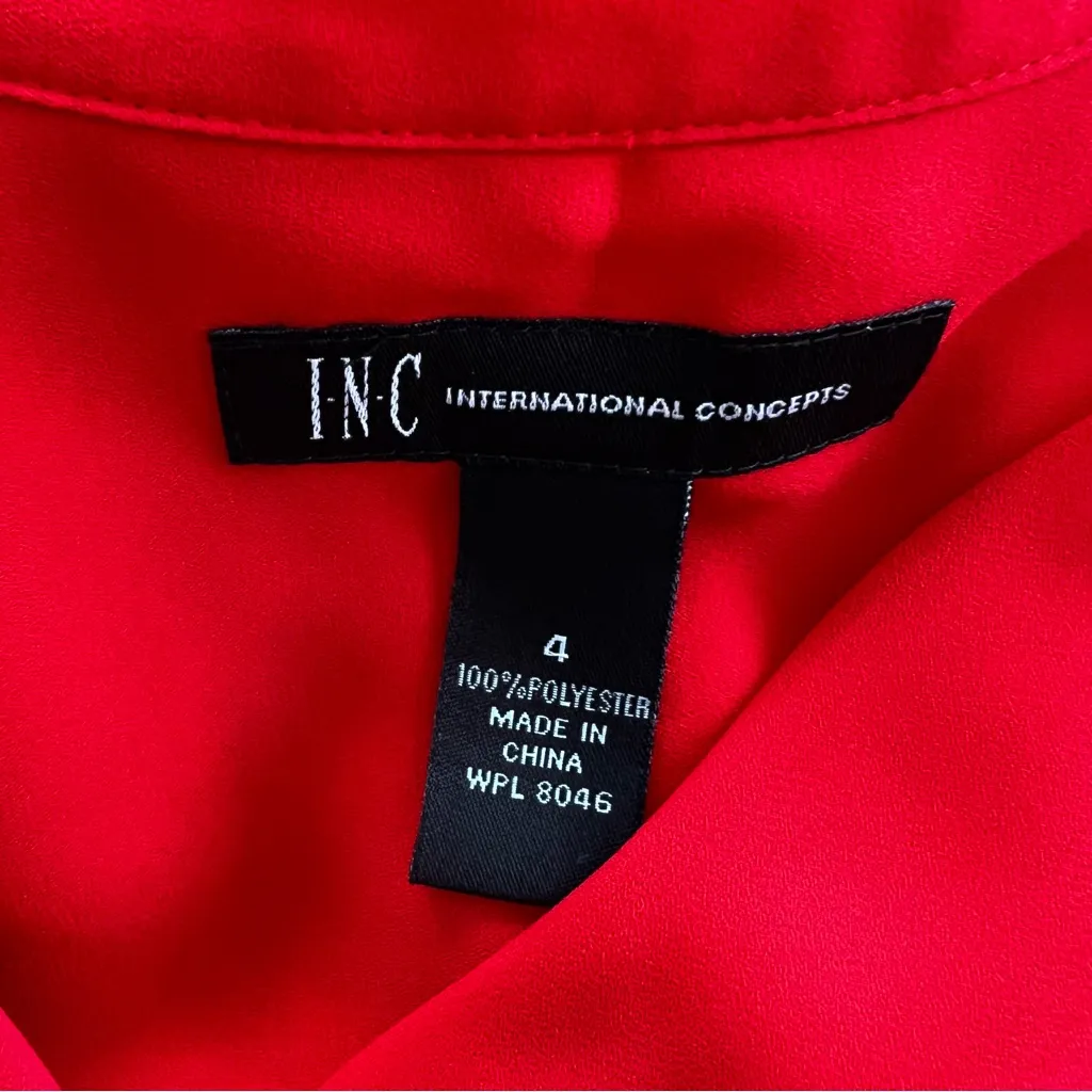 INC Top Blouson Hi Low Red Sleeveless V - Image 14