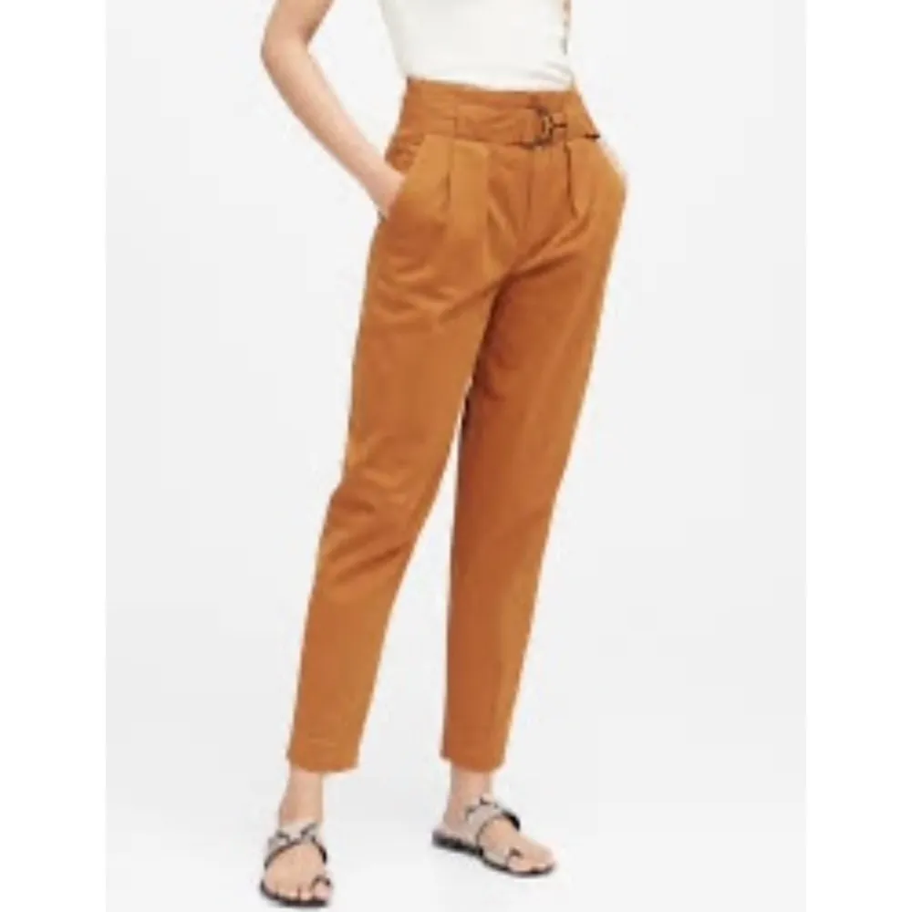 Banana Republic‎ High-Rise Tapered Pleated Cropped Pant in Nutmeg Spice/Rust, 2 - Image 2