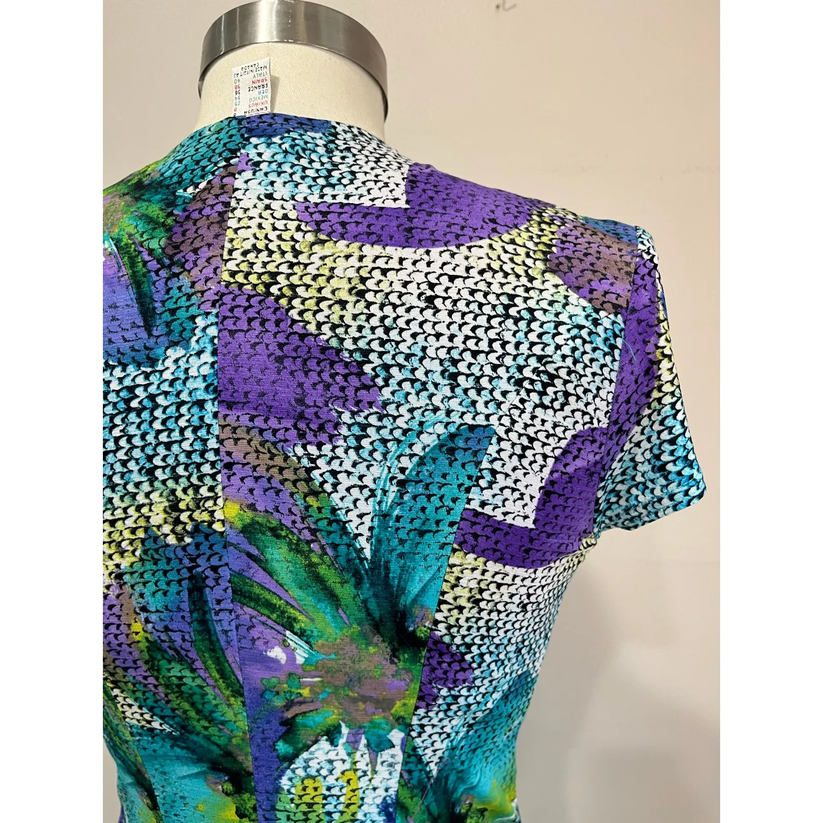 Joseph Ribkoff Vintage Abstract Print Wrap Fit Flare Dress Cocktail Size 6 - Image 6