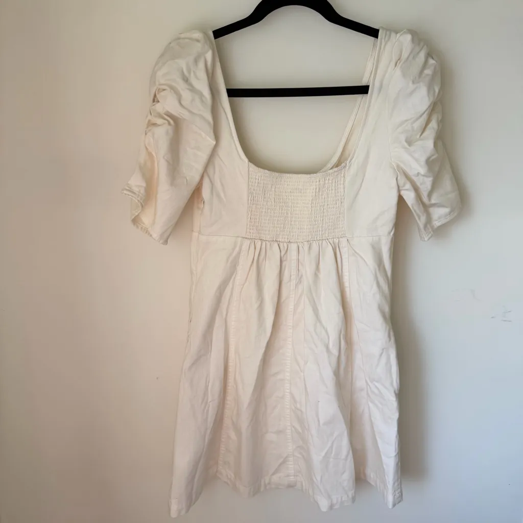 NWT Free People Denim Mini Dress Size S Ivory - Image 6