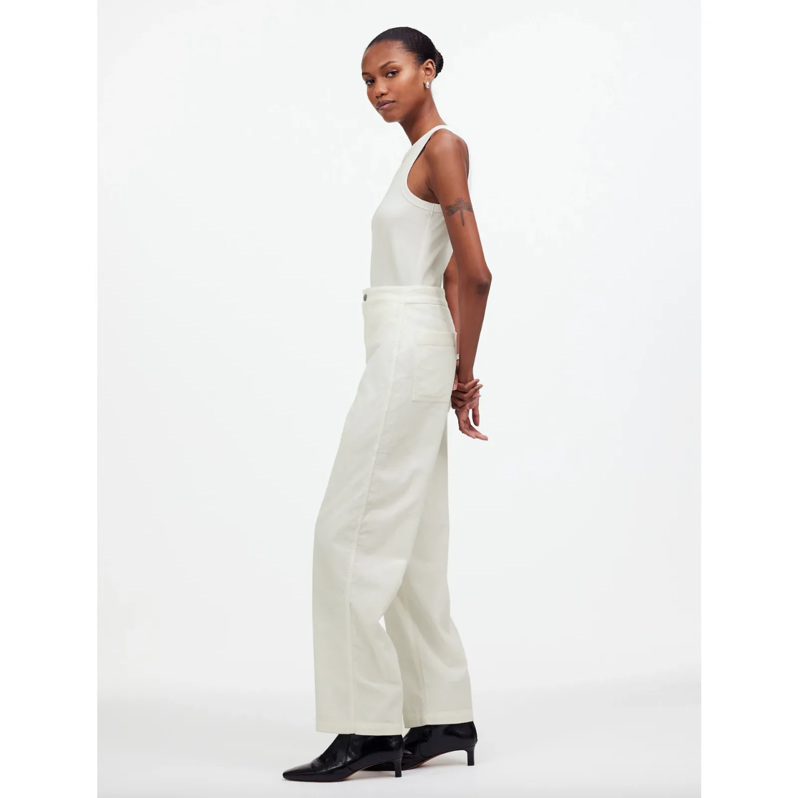 Madewell The Emmett Wide Leg Pant Corduroy Welt Pocket High Rise Ivory US 31 NWT - Image 2