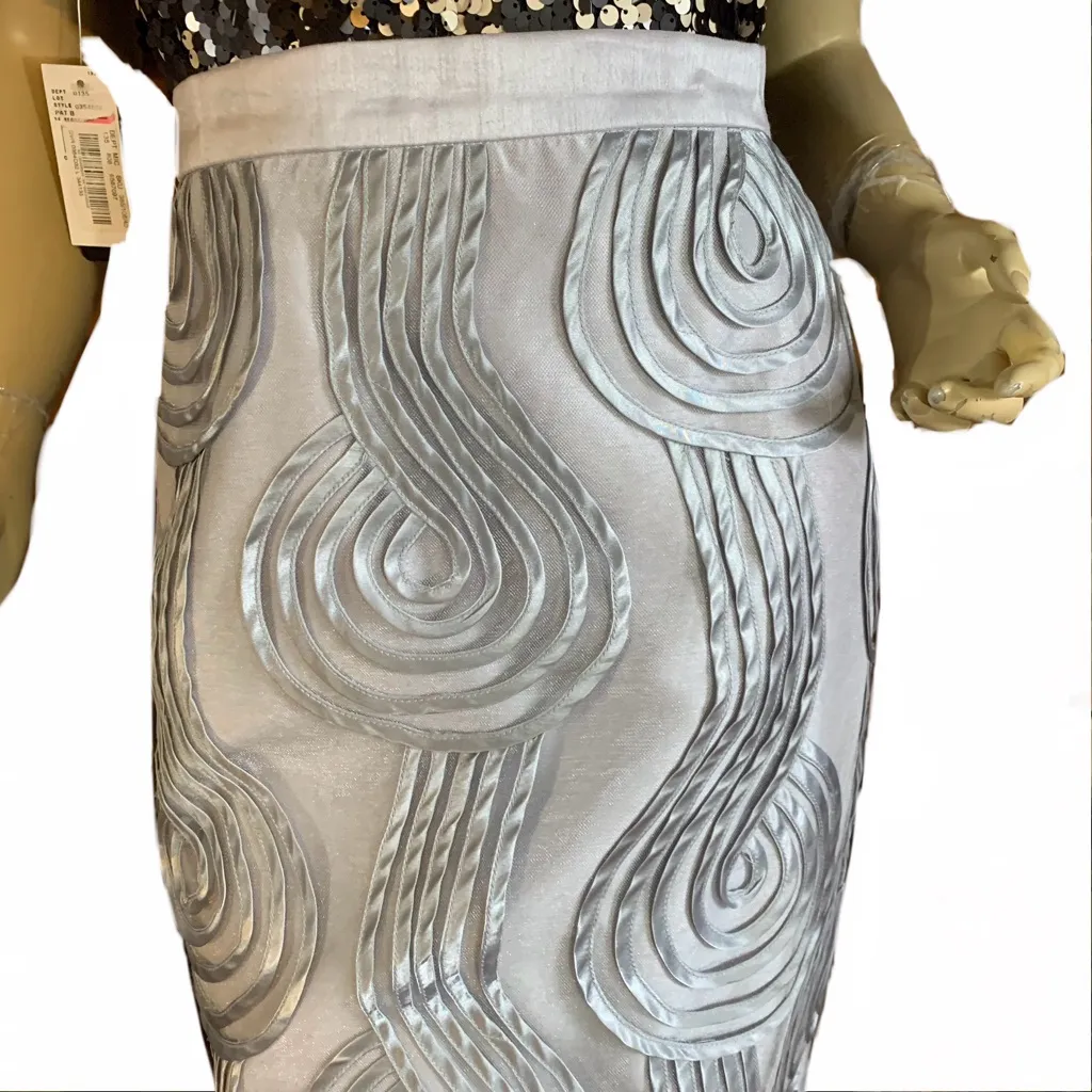 MIDNIGHT VELVET TULLE & TAFFETA SILVER MIDI SKIRT (16) - Image 6