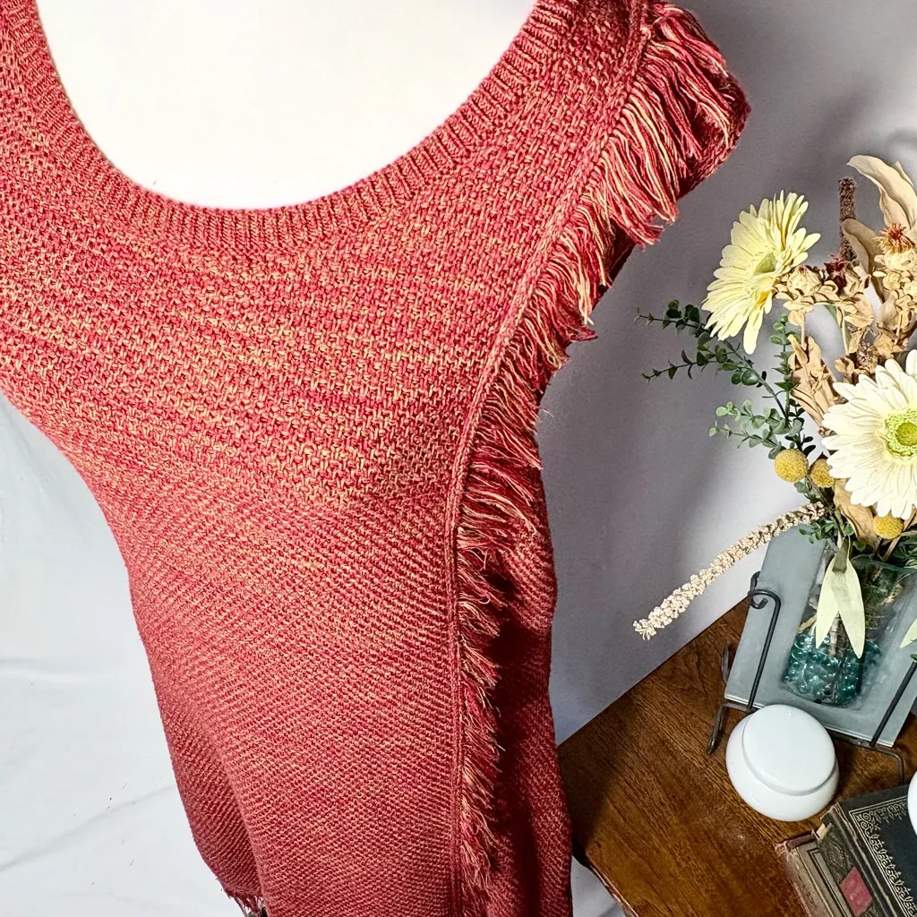Holding Horses (Anthropologie) Sleeveless Fringe Knit Midi Sweater Dress – XL 💛 - Image 3