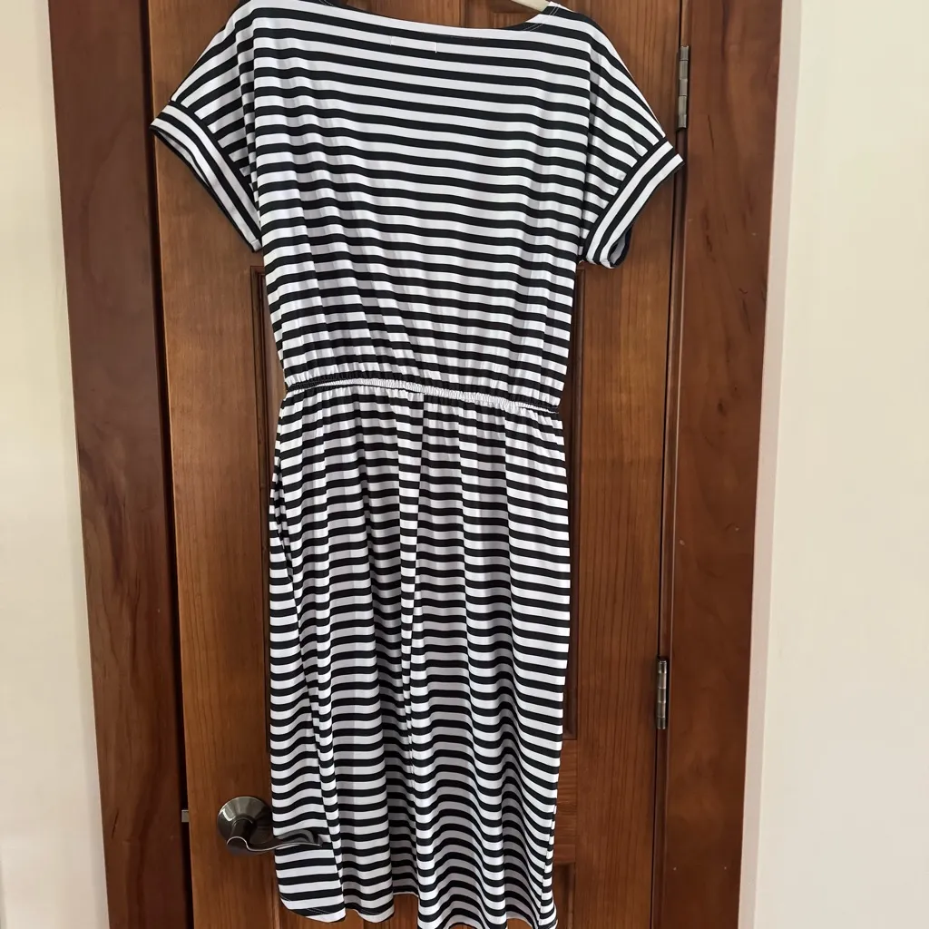 Cato Midi Dress Women’s 14/16 Black White Striped Business Casual Wrap Front - Image 5