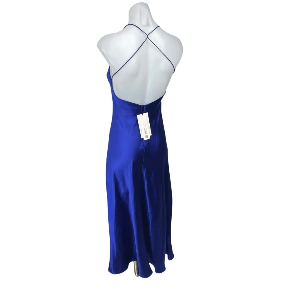 NEW Zara Blue Silk Satin Sleeveless Cami Camisole Maxi Slip Tank Dress Size XS - Image 8