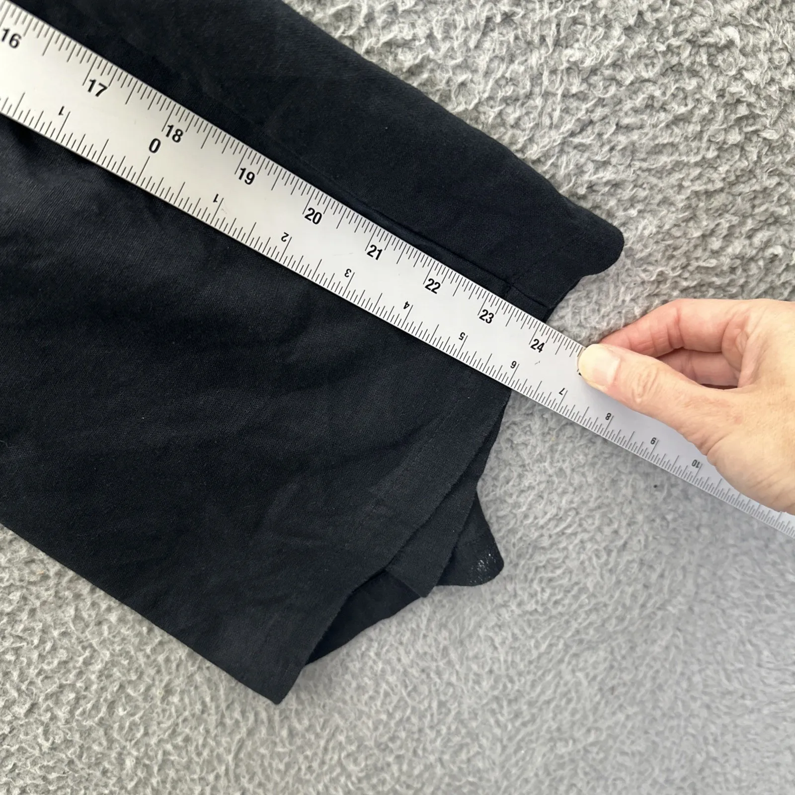 Habitat Clothes To Live In Pull On Wide Leg Pants Black Linen Lagenlook W Medium - Image 8