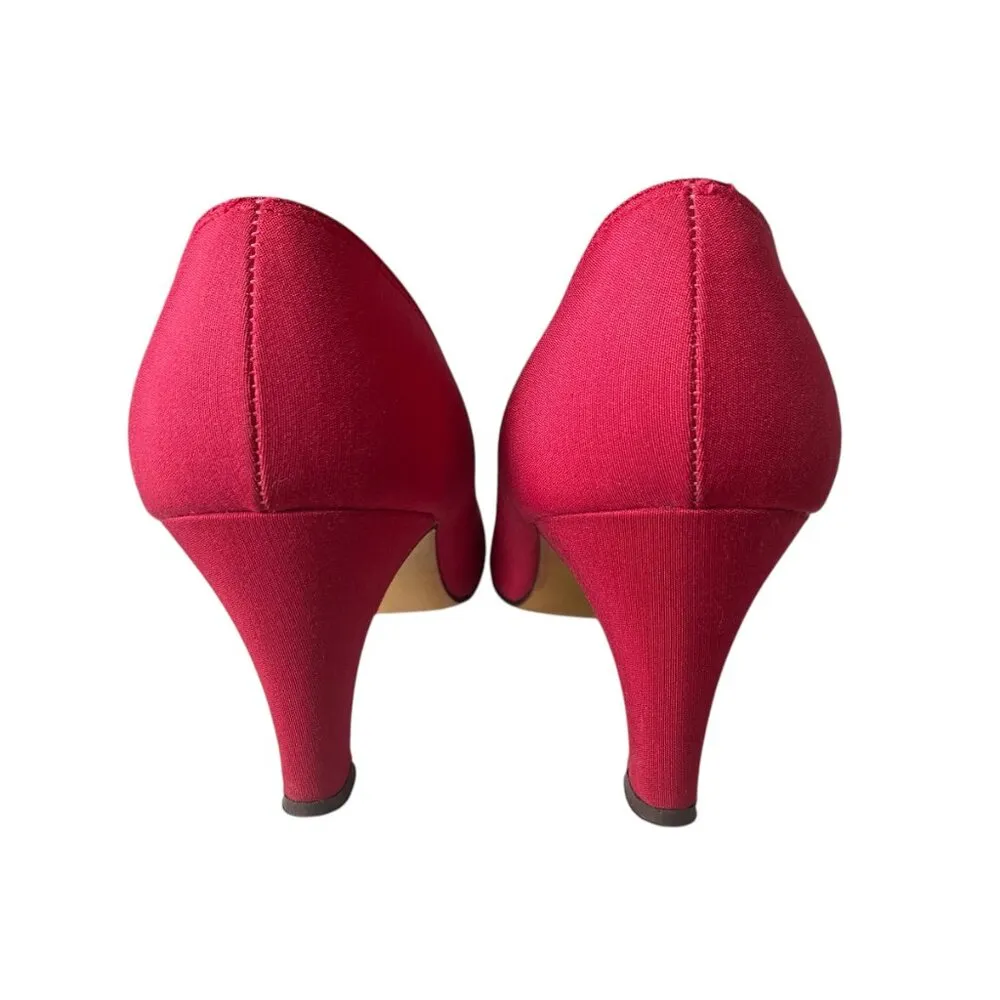 Pierre Debs cranberry 2.5" heels pumps slip on dress shoes special occasion Size 7.5 - Image 5