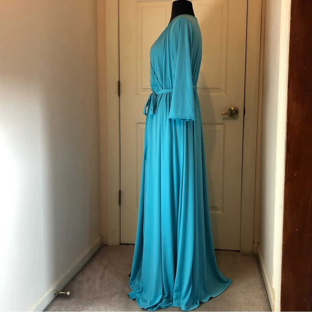 PinkBlush Maternity Draped 3/4 Sleeve Maxi Dress - Image 2