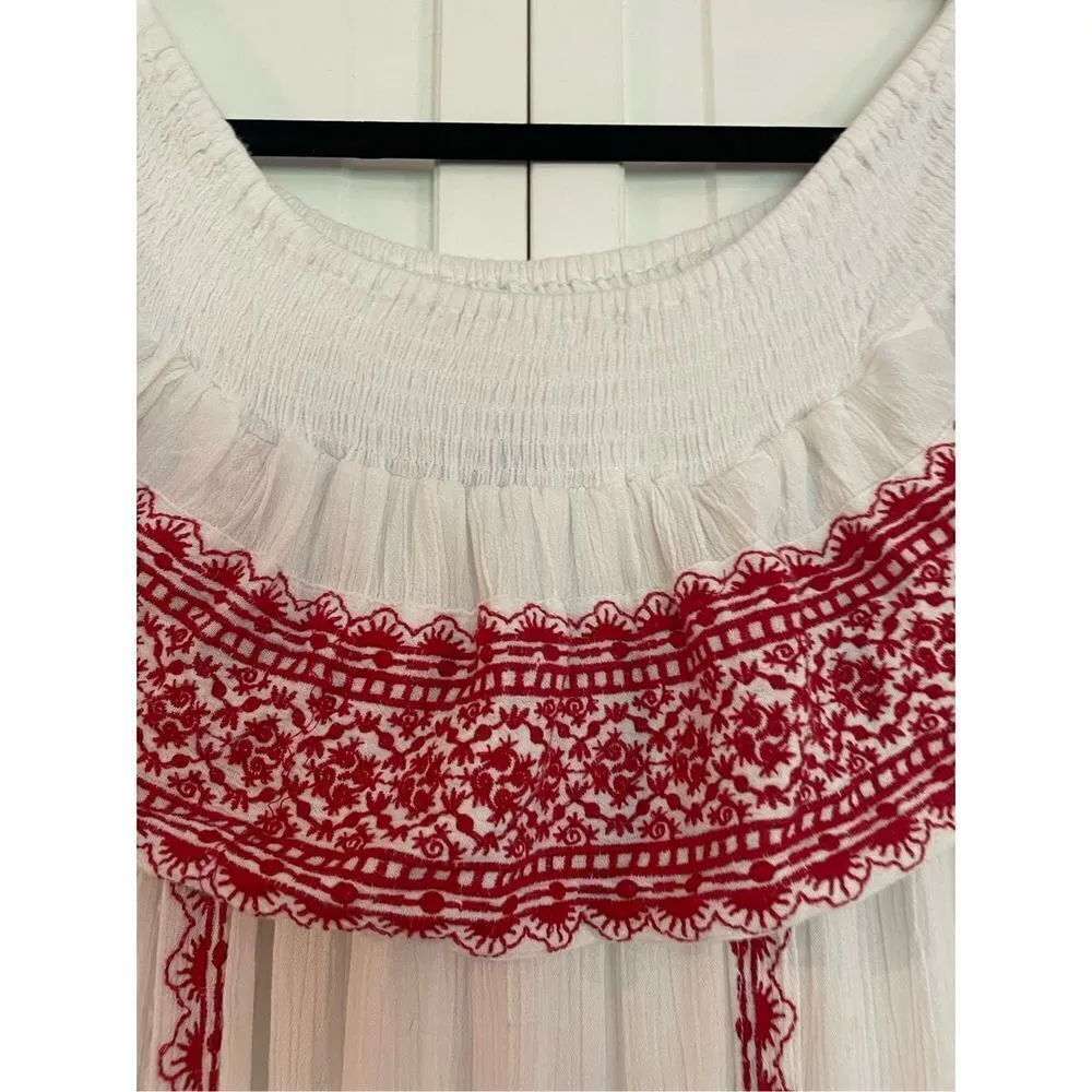 Muche muchette white gauze embroidered swing dress Size M - Image 3