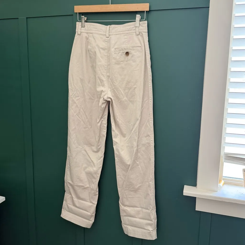 Everlane Cotton Pants Relaxed Chino Straight Leg Trousers Bone Cream - Image 2