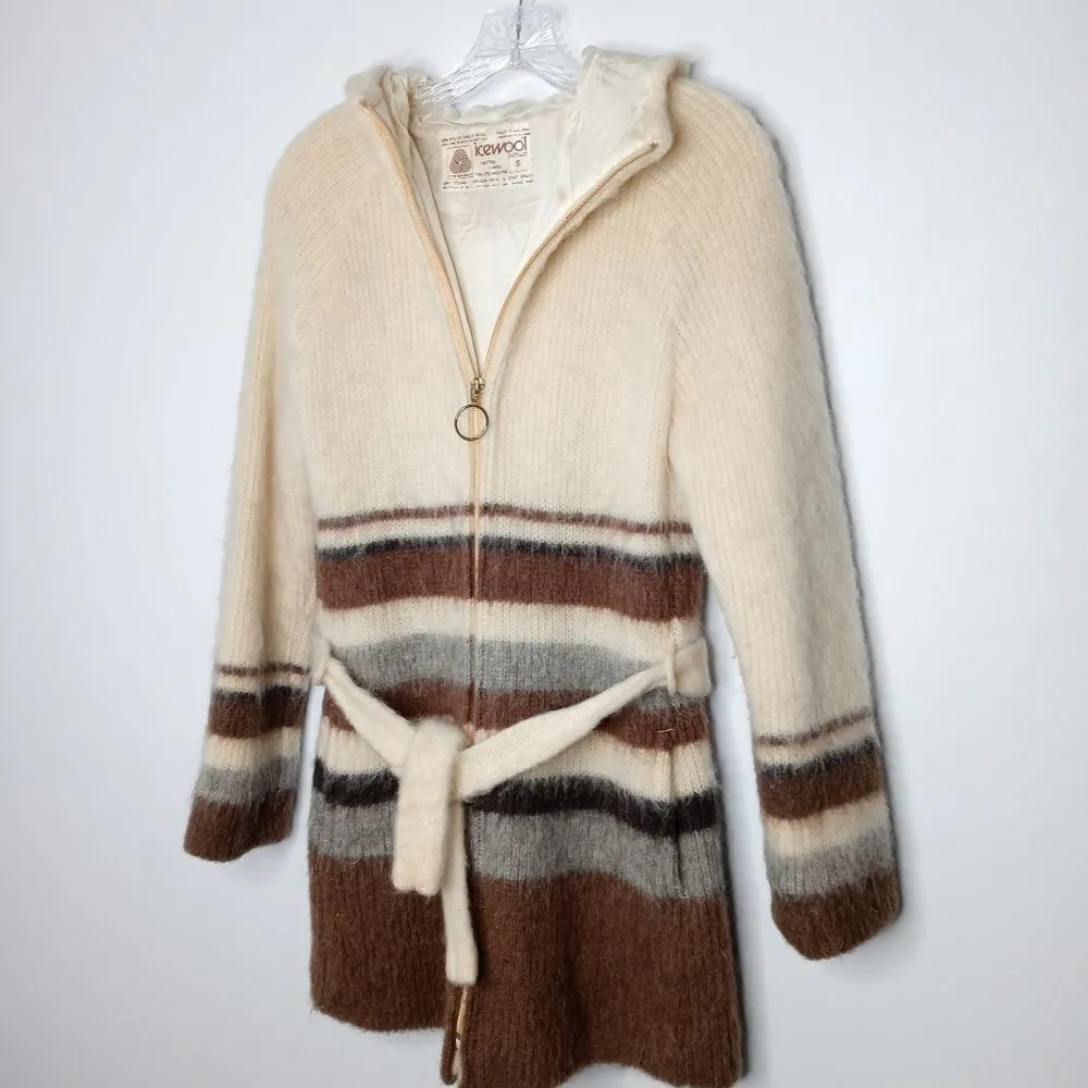 Vintage Icewool 100% Sheep Wool Knitted Coat size small Brown - Image 3