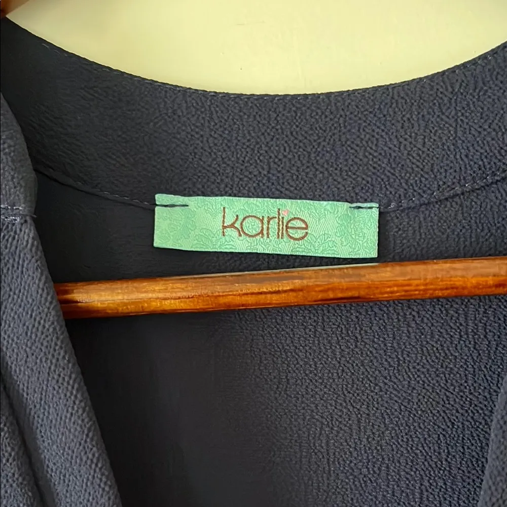 Karlie Blue V-Neck Relaxed Blouse - Image 2