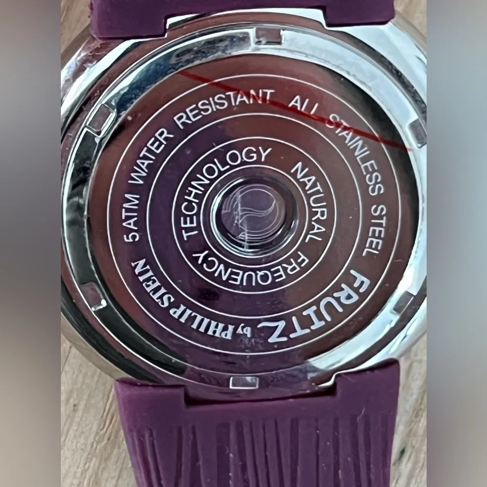 Fruitz by Philip Stein Natural Frequency Watch Black Dial Purple Silicone Strap - Image 9