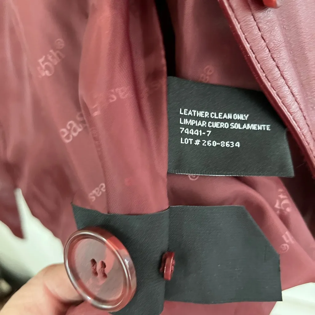 East 5th Women's Deep Red Leather Jacket Blazer Sz L - Image 8