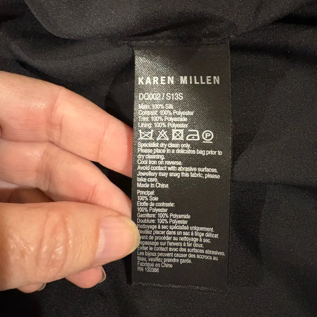 Karen Millen silk midi dress black blue embroidery pleats sz 8 new NWT - Image 4