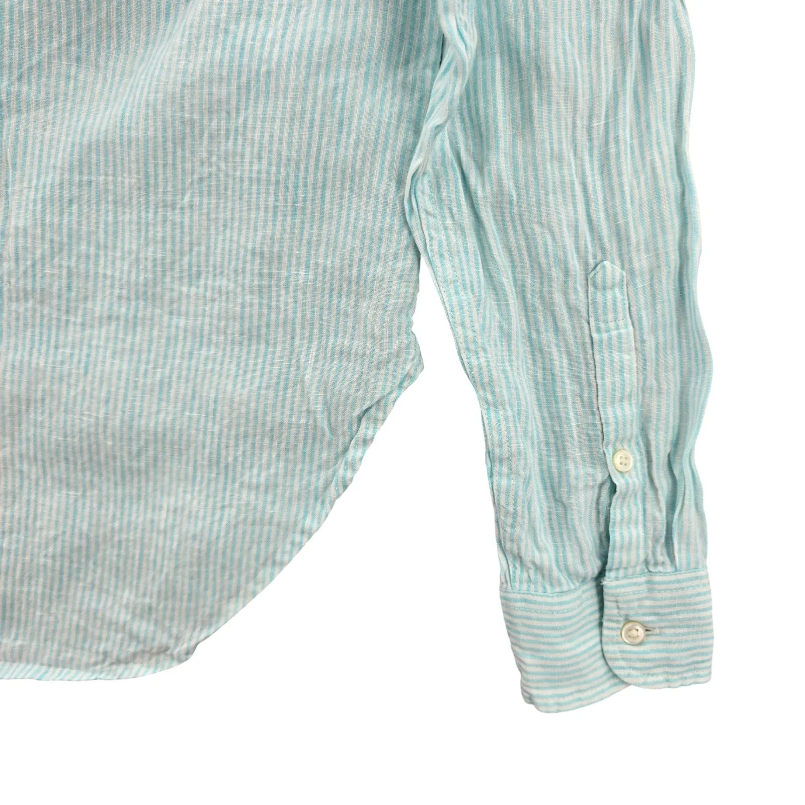 Green Stripe Vacation Beach Preppy L.L. Bean Cotton Classic Tunic Linen Top XS - Image 10