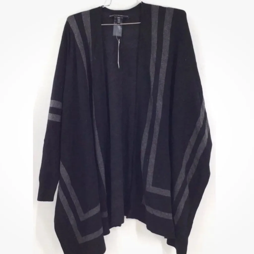 WHBM Long Sleeve Tonal Ruana in Black Combo Sz  XS/SM NWT - Image 5