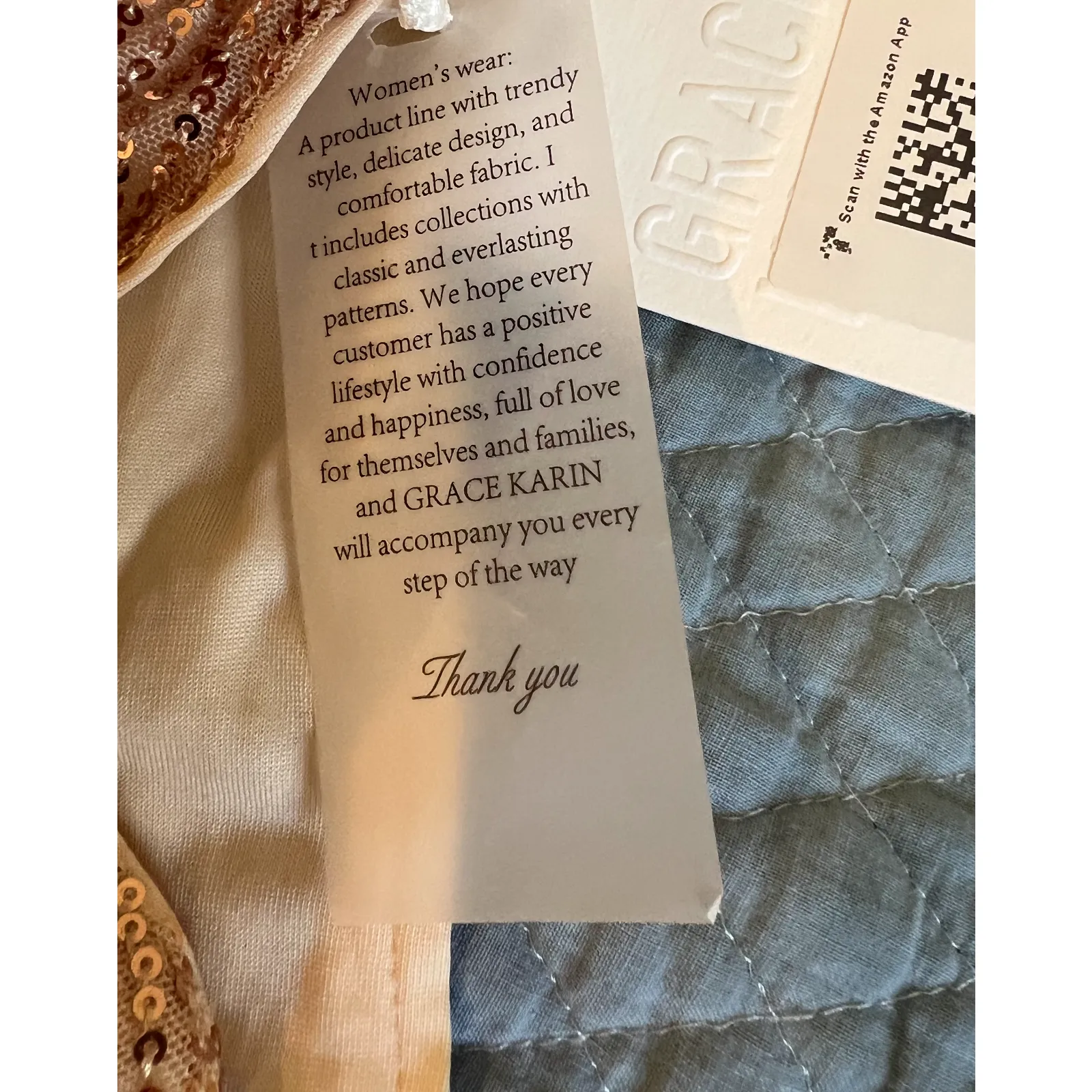 GRACE KARIN Womens SleevelessTop Size L Tan Pullover Fringe Sequin Lined NWT - Image 9