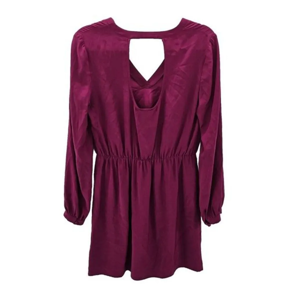 Amanda Uprichard Amaretto Silk Mini Dress Magenta Elastic Waist Size Small S - Image 3