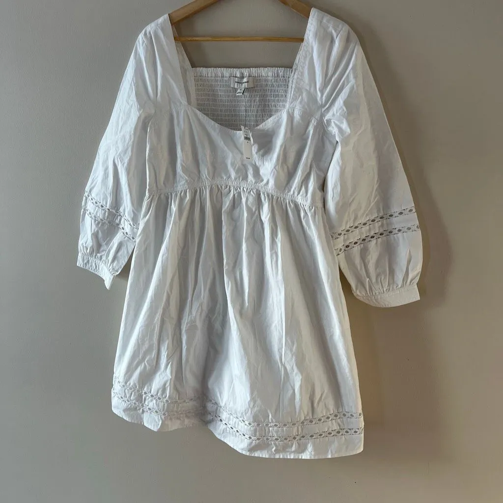 Banana Republic White Eyelet Cotton Mini Dress NWT M - Image 5