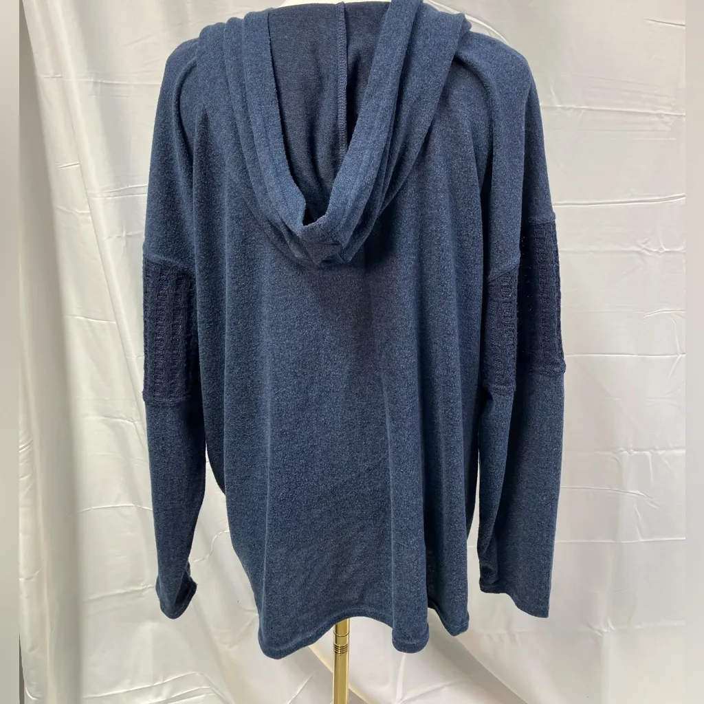 BKE‎ Hooded Sweater Dolman V-neck relaxed Fit Buttons Knit Blue Womens Large - Image 9