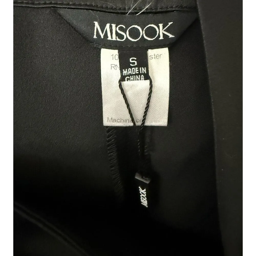 Misook Straight-Leg Satin Pants Black Size Small New Shiny Flowy Size Zip - Image 6