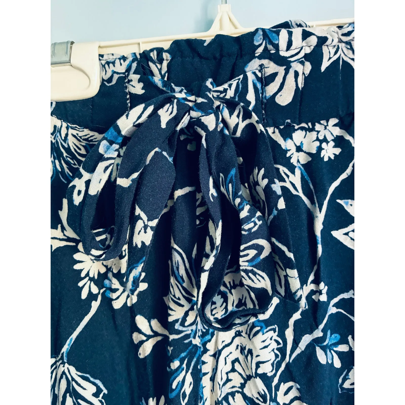 Floral Print Pants Relaxed Lightweight Tie Waist Women's 10 - Image 5