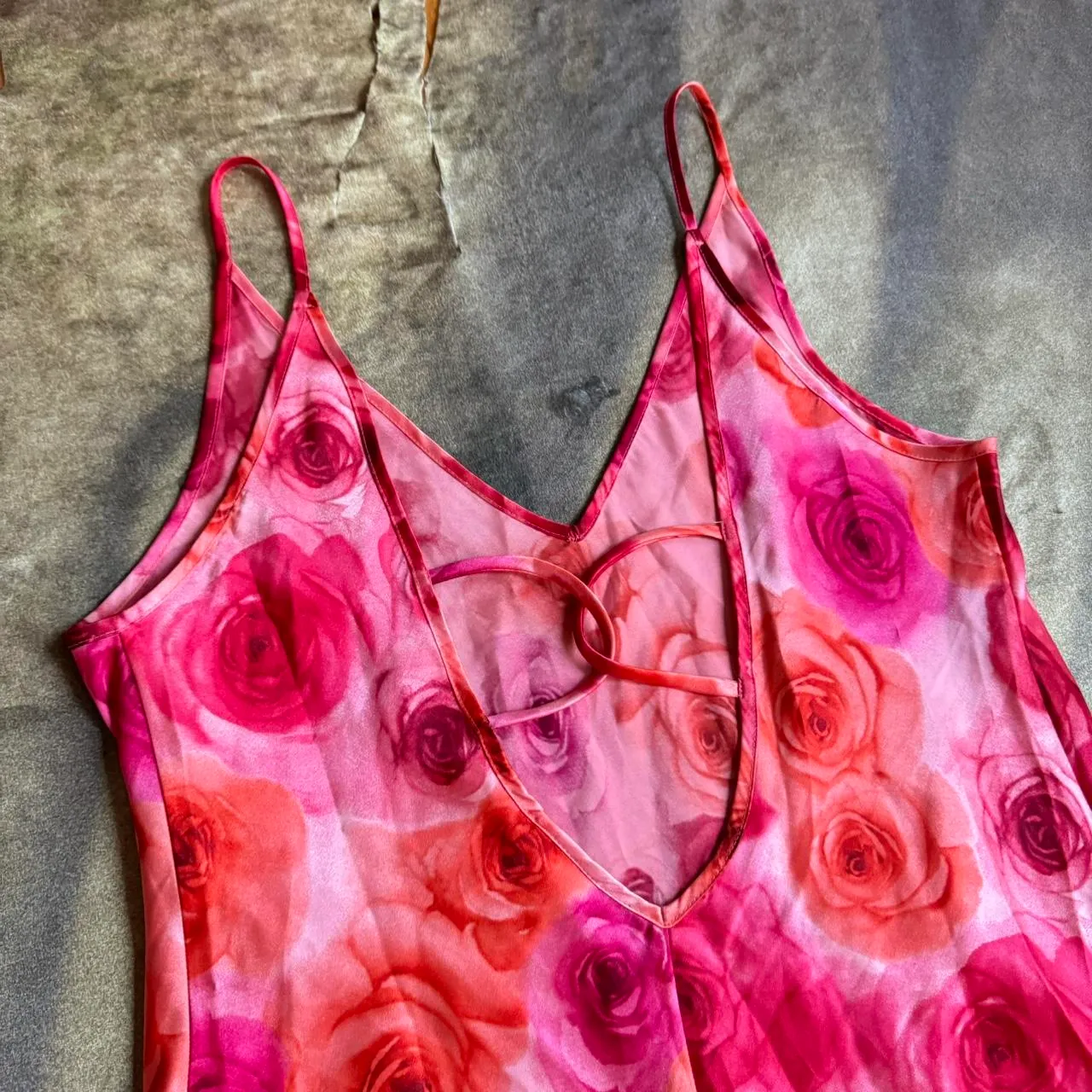 American Vintage Pink And Red Floral Print Slip Dress - Image 5