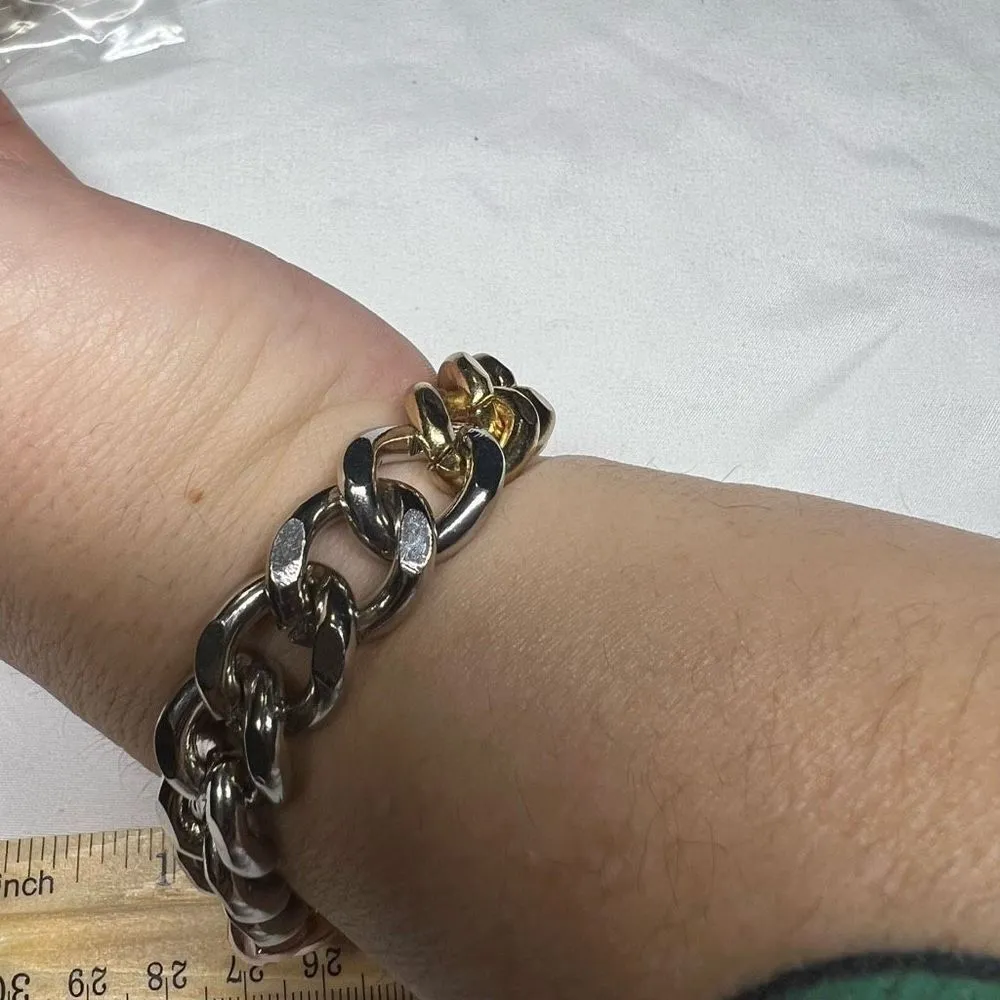 Luv AJ Tri Color Heavy Link Bracelet Gold - Image 6