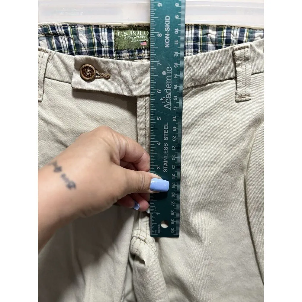 U.S. Polo‎ Assn. Beige Flares Jeans Low Rise Size 5/6 Zip/Button Pockets - Image 2