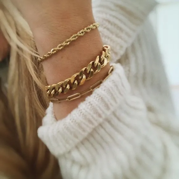 Gold Rope Chain bracelet 4mm Tan - Image 2