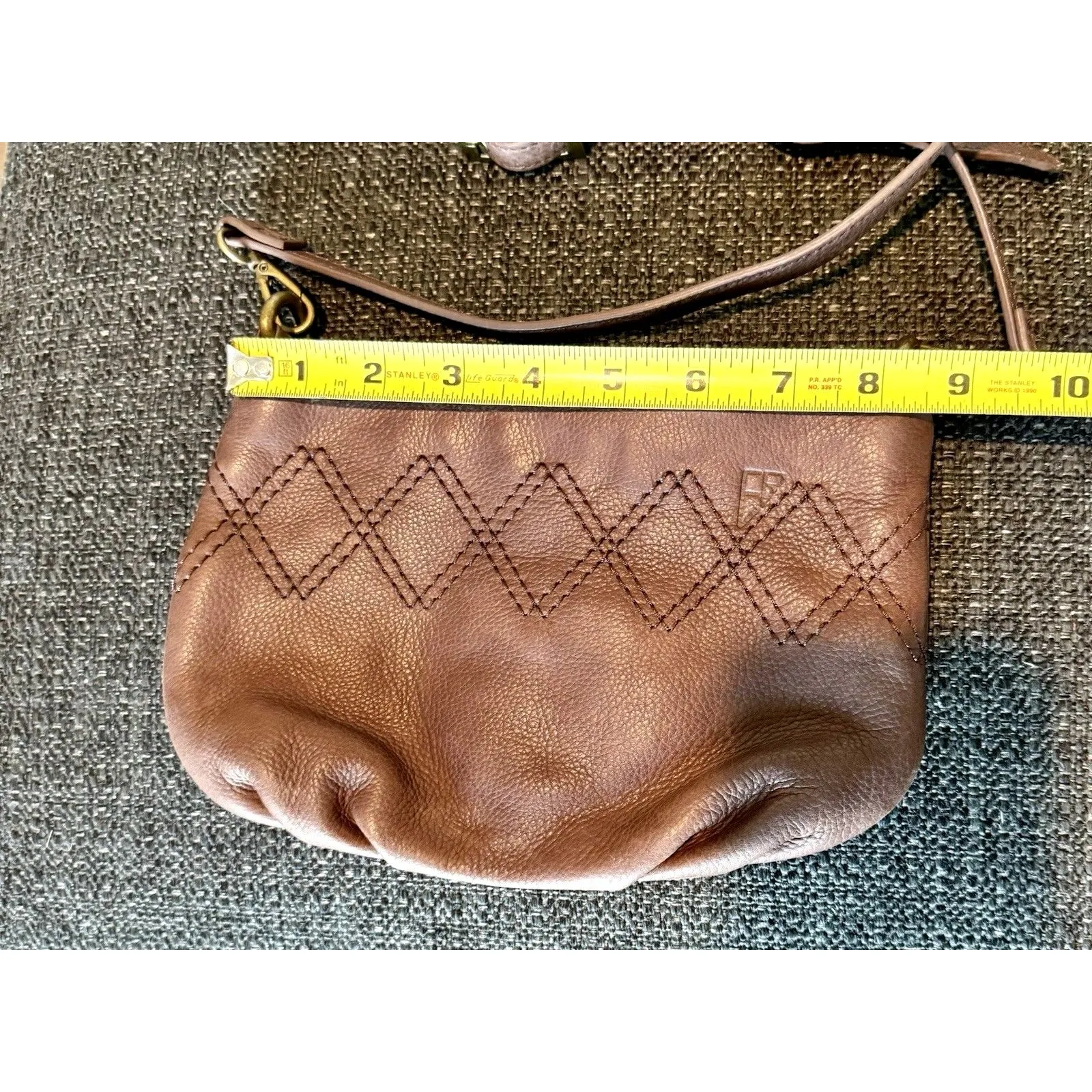 Vintage Eddie Bauer Brown Pebbled Leather Crossbody Shoulder Bag Travel Purse - Image 4