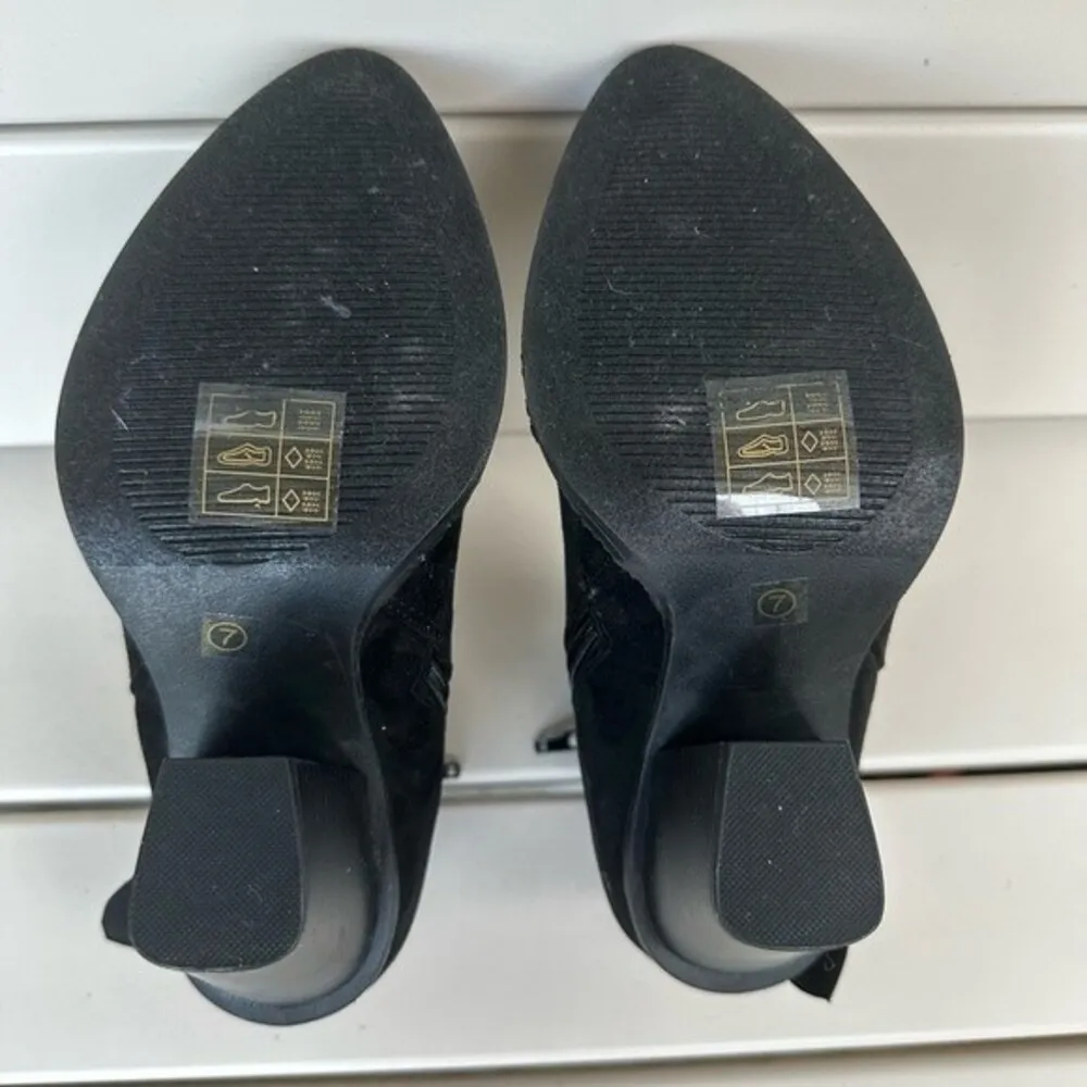 Del Mar NWOT Suede Bow Block Heel Ankle Boot Bootie Southwestern Bohemian Size 7 Black - Image 9