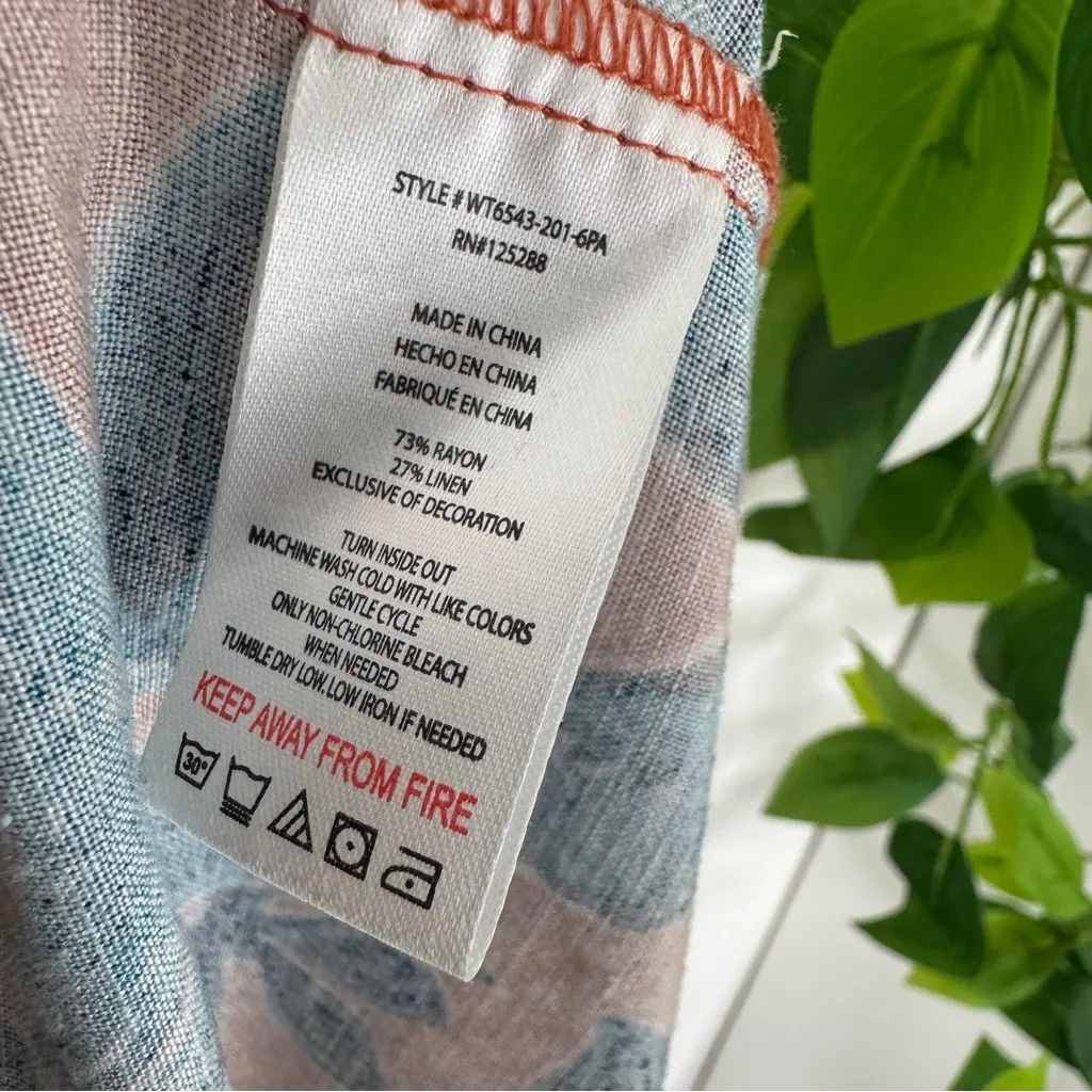 Jason Wu Linen Blend Tiered Dress Beaded Tropical Print Blue Orange L Large - Image 12