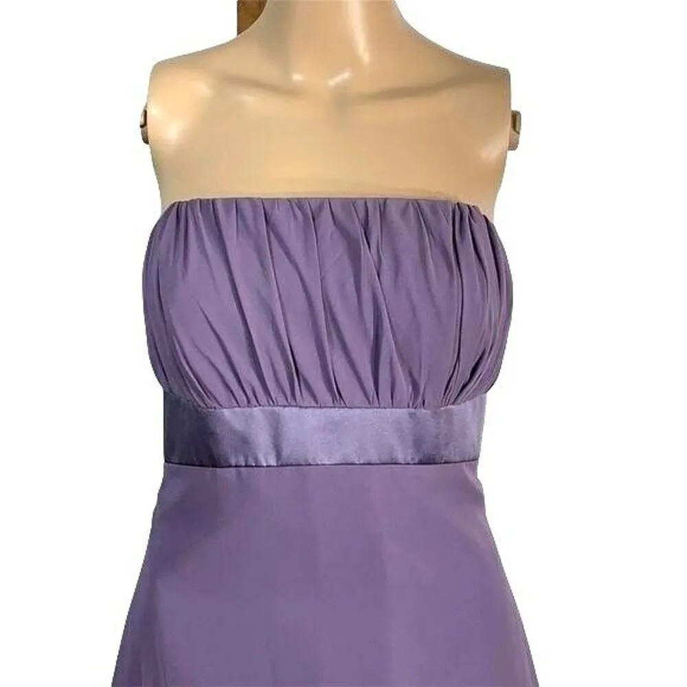 Alfred Angelo Womens Bridesmaid Dress Strapless High Low Formal Gown Purple - Image 2