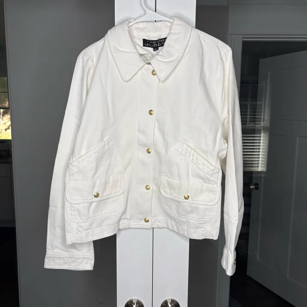 NWT J. Crew Short Barn Jacket™ Cotton Twill White - Image 2