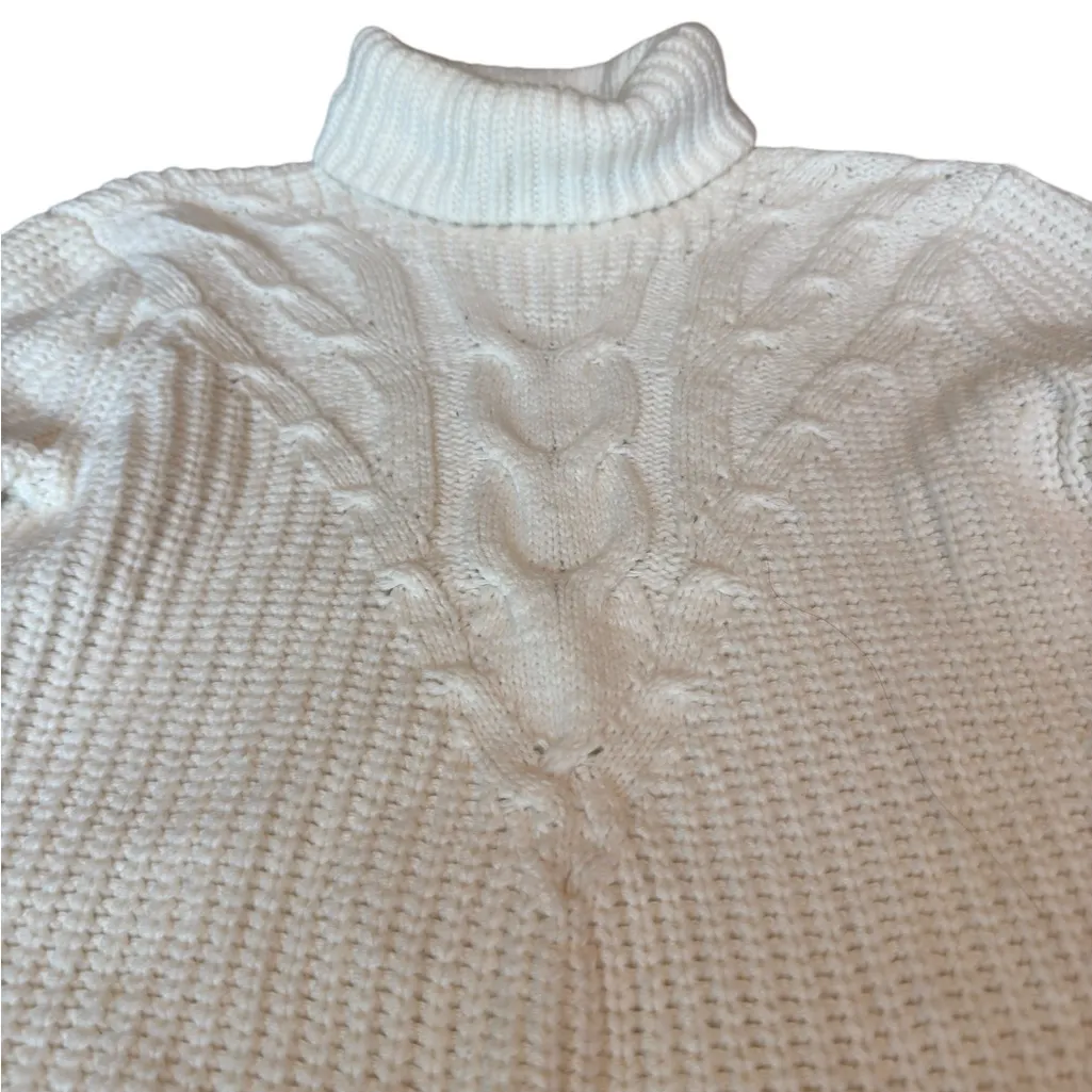 Lands’ End Women’s Oatmeal Cream Knit Turtleneck Sweater Petite XS Classic EUC - Image 4