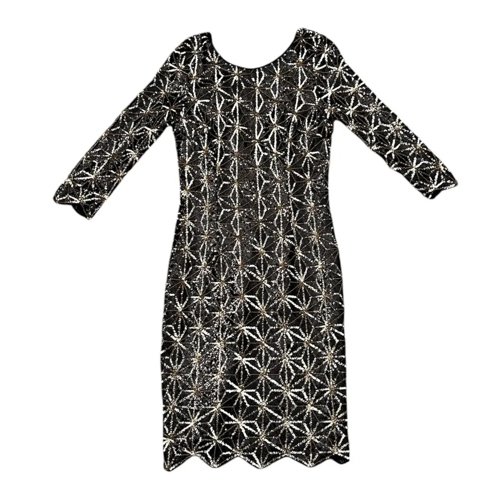 GB Gianni Bini Sequin Dress Black Gold NYE S Small - Image 4