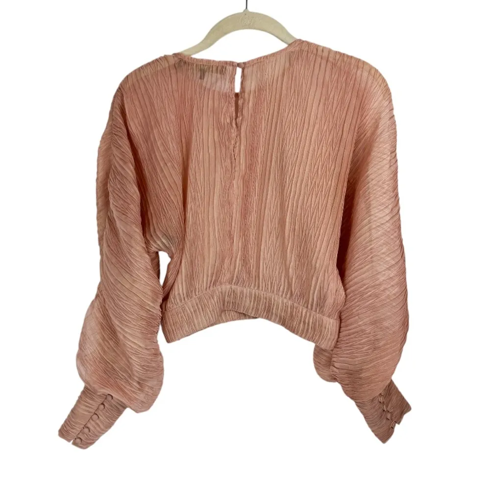 House of Harlow x Revolve Womens Blouse Top Sz XS Pink Pleated Balloon Sleeves - Image 3