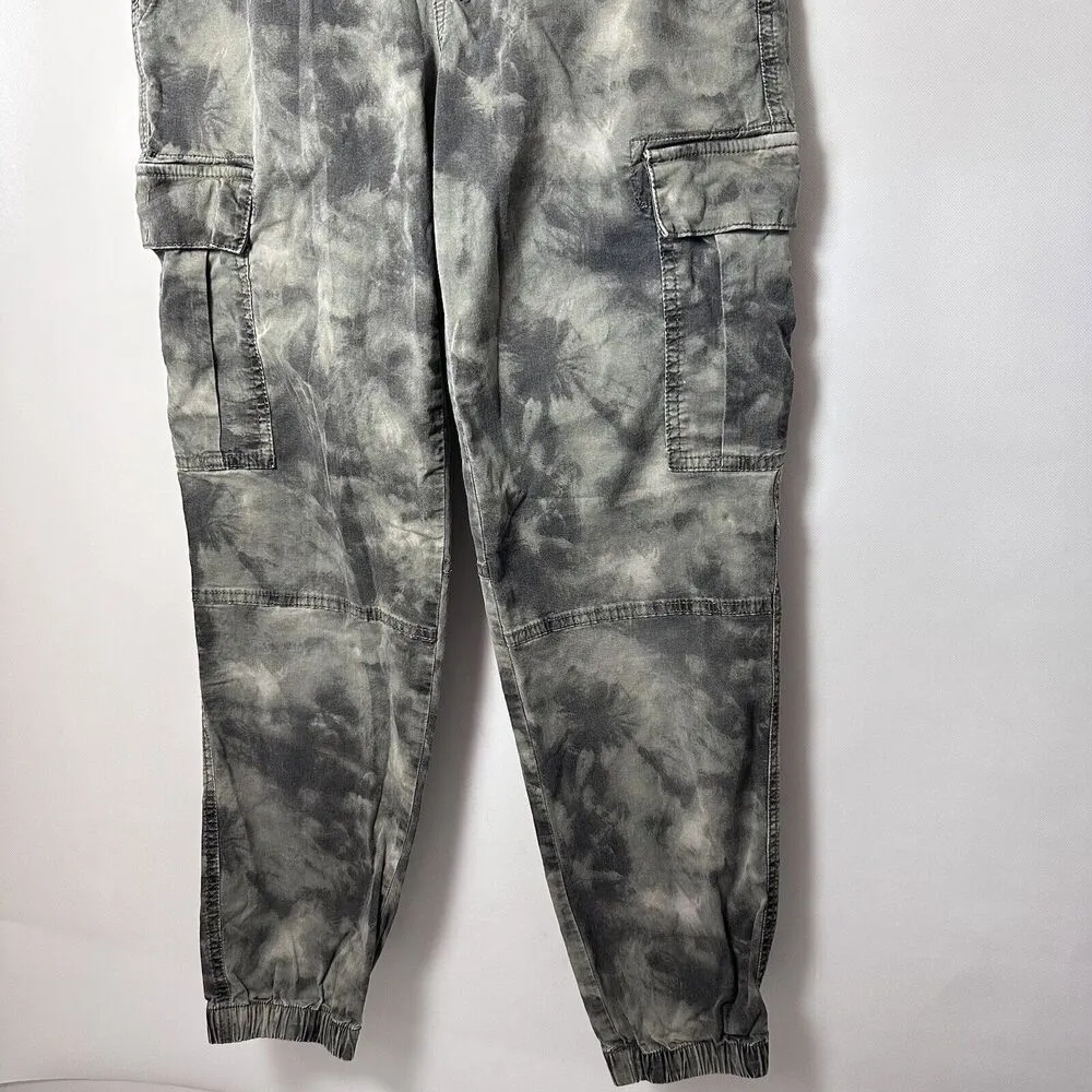 American Eagle Pants Womens 4 Long Cargo Green Gray Tie Dye Camo Print Joggers - Image 6