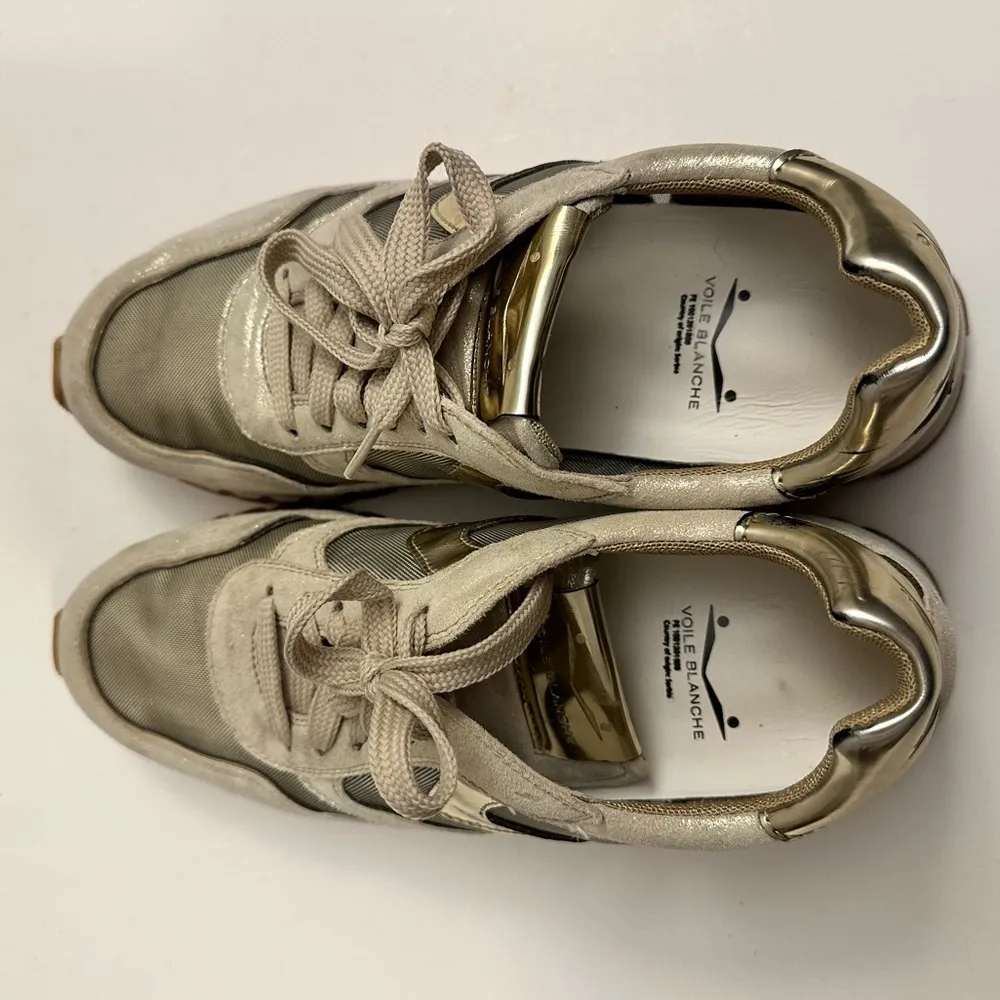 Voile Blanche JULIA LEATHER SUMMER FASHION SNEAKER in GOLD COLOR Size EU 40 - Image 6