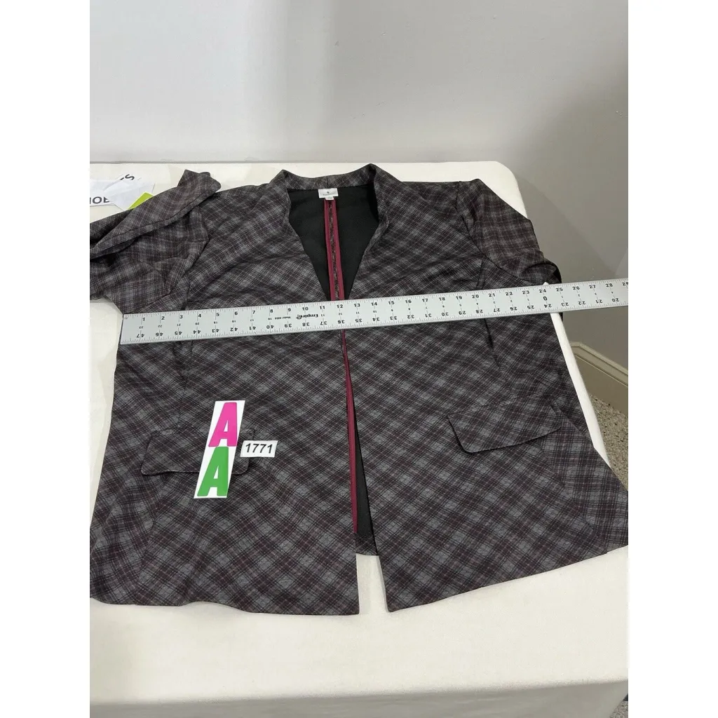 Womans Dress Barn Open Front Long Sleeve Gray Red Blazer 2x NWT - Image 6