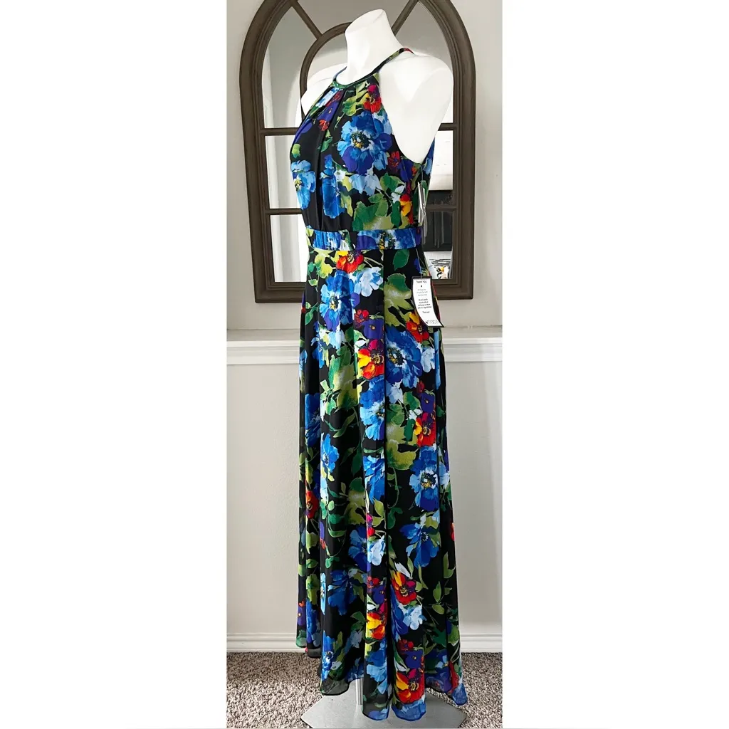 Betsy & Adam Printed Chiffon Halter-Neck Gown, Size 10, NEW - Image 8