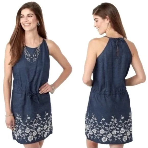 Westport Dress Denim Chambray Embroidered Sleeveless Dress Womens Size XL Petite - Image 2