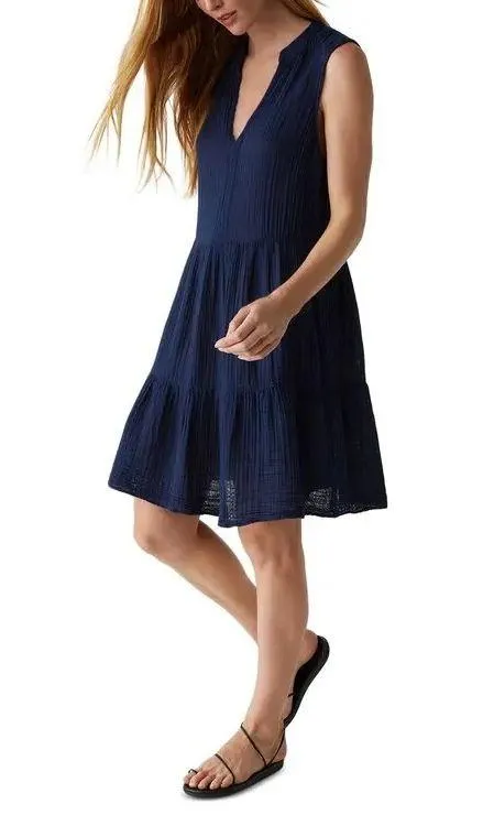 Michael Stars Daisy Above Knee Babydoll Dress in Nocturnal/Navy, Size L, NEW - Image 11
